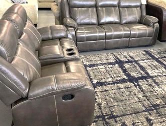 Leather Reclining Loveseat and Sofa Set
