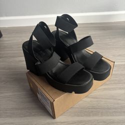 Madden Girl Black Elastic Platform Heels