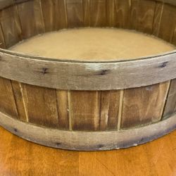 Unique Vintage Round Woven Splint Wood Basket - 12 Inches