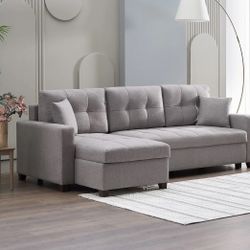 Mocca reversible chaise sleeper sectional. $53 down Payment