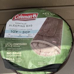 Coleman Sleeping Bag.  Big And Tall.   