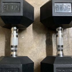Pair Of 50 Lb Rubber Hex Brand New