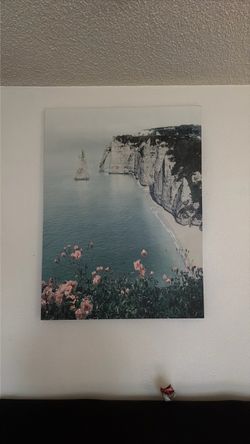 Landscape ocean cliff side painting
