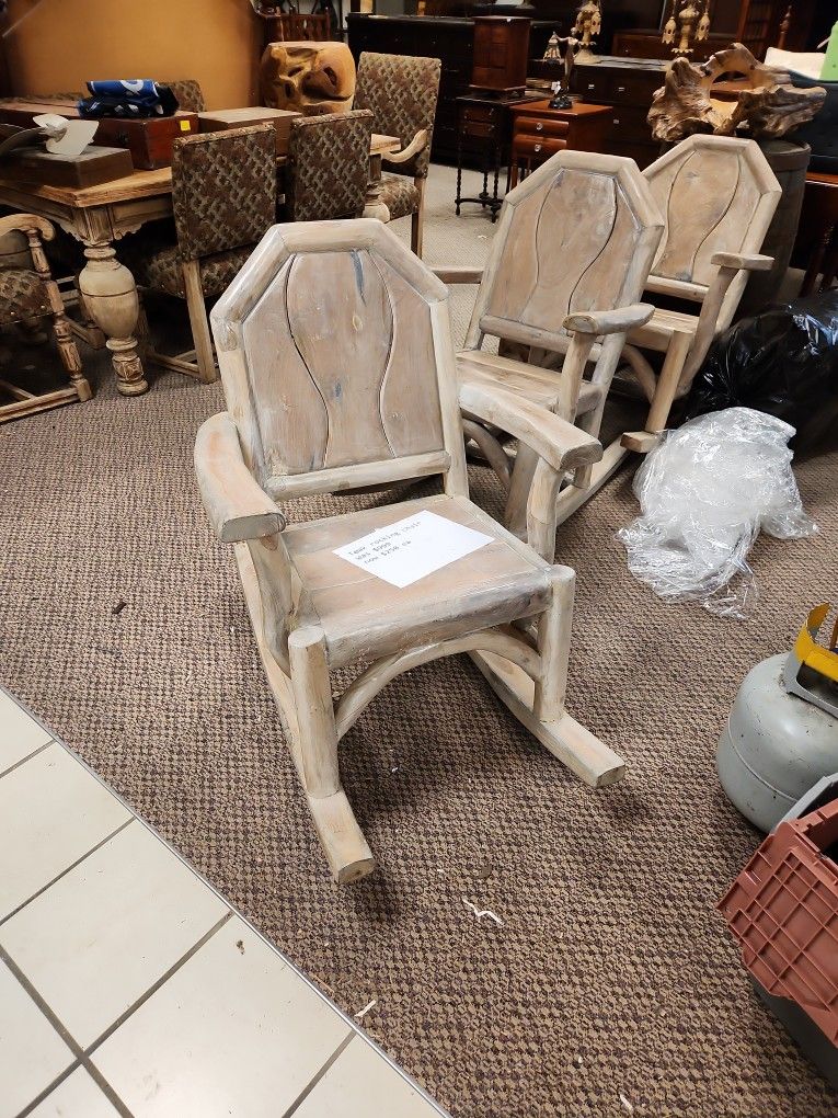 White Washed Teak Rocking Chair