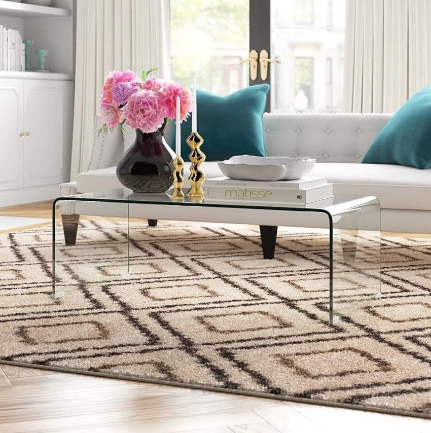 Premium Tempered Glass Coffee Table,Clear Coffee Table, Small Modern Coffee Table for Living Room (39.4x19.7x13.8)