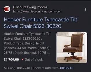 Hooker Furniture Tynecastle Tilt Swivel Office Chair 5(contact info removed)0
