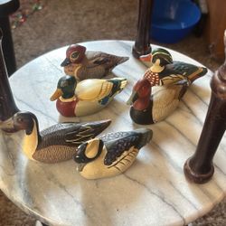 Avon Series  1984  Ducks.  6 If Them. And A Big  Carved Wood Decoy Duck 
