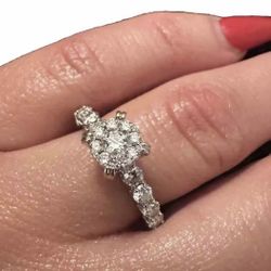 Diamond Engagement Ring (1.5 Ct , 14k White Gold) Size 6