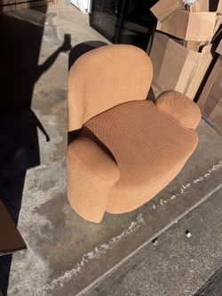 Modern Accent Chair Terracotta Fabric