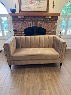 World Market Leanna Channel Tufted Velvet Loveseat