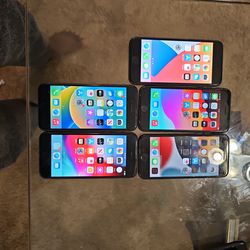 Lot Of 5 Iphone 8 All UNLOCKED CRACKED BACK