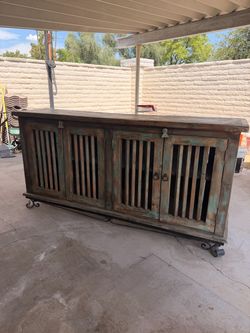 72” Rustic Wood Sideboard Cabinet