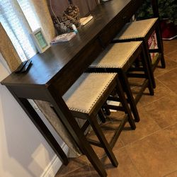 High Top Table Set With 3 Bar Stools 