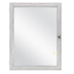 Recessed Or Surface Mount Framed Medicine Cabinet In Gray With Mirror 