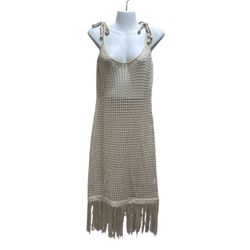 Amiani Crochet Beachwear Dress Coverup G Cream Boho Indie Resort Holiday