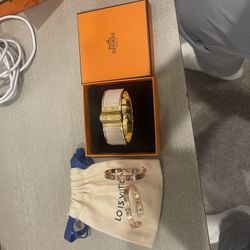 Hermes Gold Bracelet | Louis Vuitton Earrings