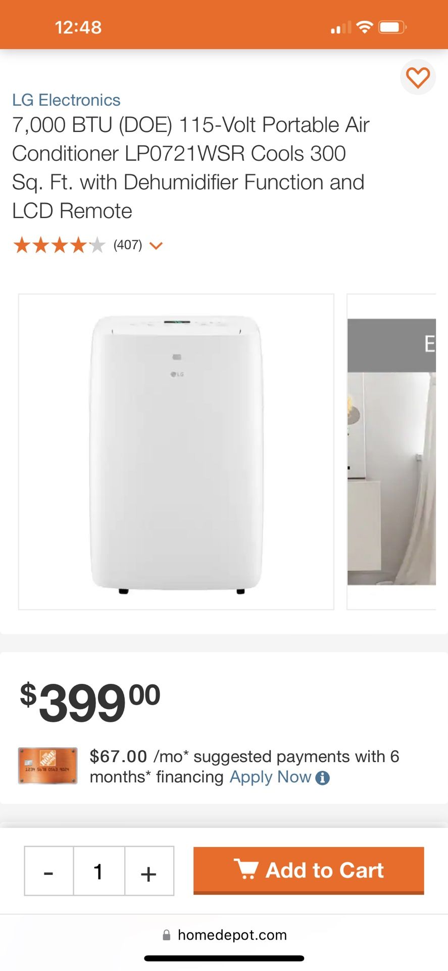 LG 8000BTU AC with Dehumidifier Function and LCD Remote