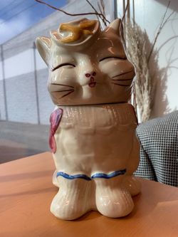 Ceramic Cat Cookie Jar- Vintage