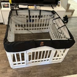 24” H Pet 4 panel playpen with cover