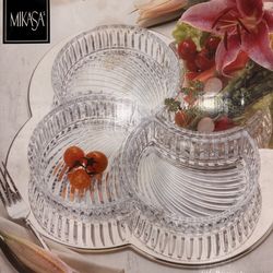 Mikasa Crystal Vision Chip And Dip 4 Part Server With Tray