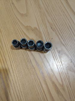 5- Mac 3/8" Drive Impact Swivel Shallow Sockets 6 Point  16mm , 15mm, 14mm, 13mm, And 12mm 