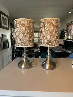 Set Of Contemporary Silver Lamps
