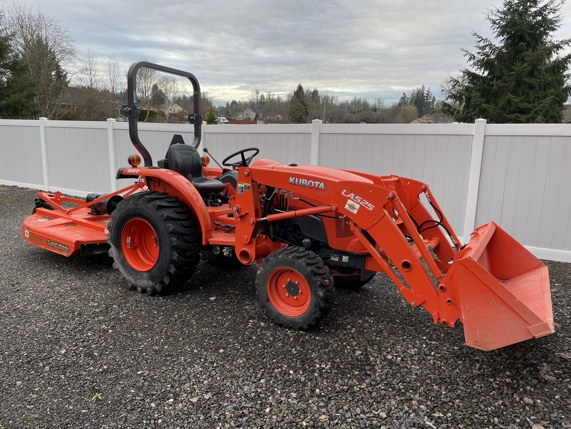 Kubota L3901 Tractor with Brush Hog and Post Hole Digger