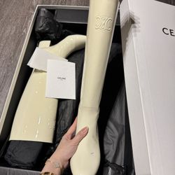 Celine Patent Leather Knee-High Boots – New with Visible Flaw