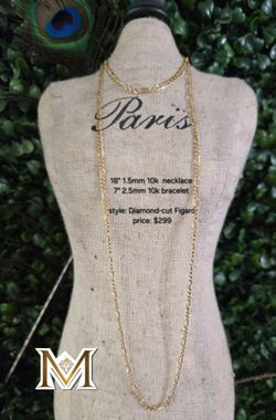 ✨ Real 10k Gold Diamond-Cut Figaro Set ✨