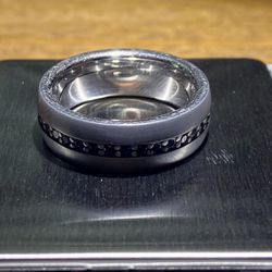Triton Tungsten Carbide Ring,  Authentic TC.850/925 With Black Diamonds