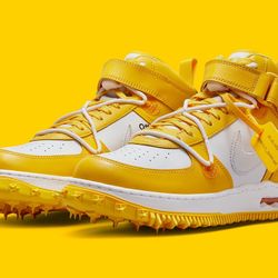 NEW Nike Air Force 1 Mid SP Off-White Varsity Maize 7M/8.5W