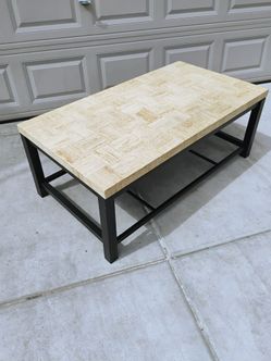 Chic Travertine & Metal Coffee Table – Modern Industrial Style
