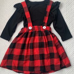 Girls size 3T Christmas Red Plaid Dress Outfit