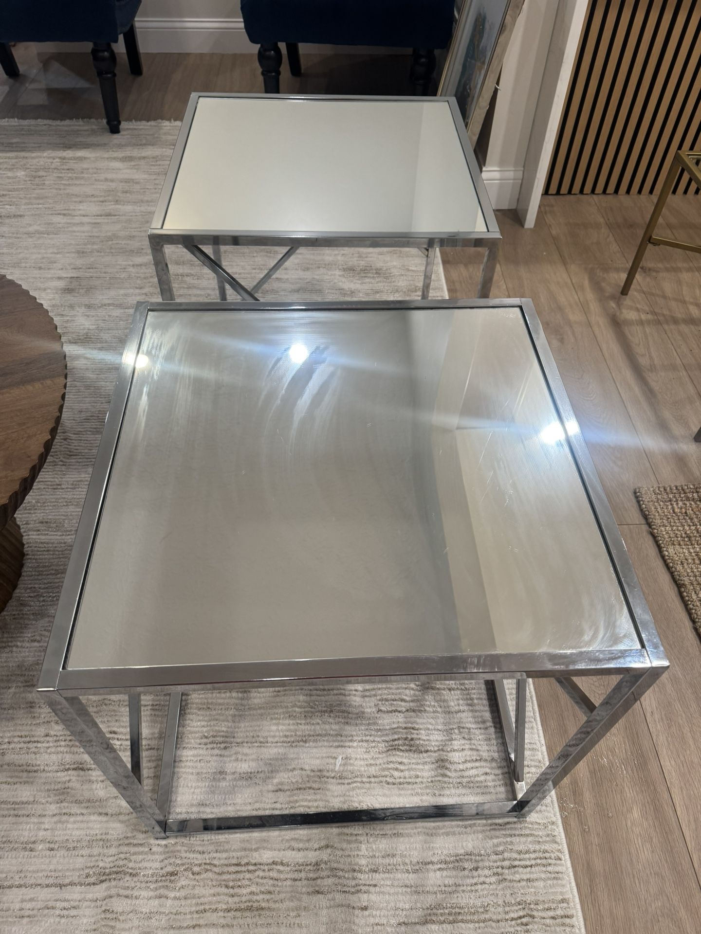 Two Mirrored Side Tables