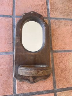 Solid Oak Mirror with Pot Holder