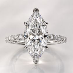 4.00 CT Marquise Lab-Grown Diamond Engagement Ring 14K White Gold