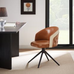 Modern Swivel Accent Chair Tan and Cream