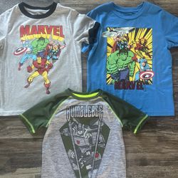 Kids Size 7 Marvel and Transformer Bumblebee Shirts. All for $10