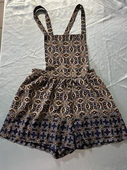 Blue/Brown Printed Romper