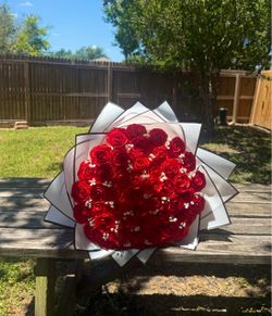 Red ribbon bouquet