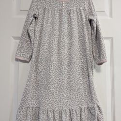 Carter's Gray and Light Pink Leopard Print Long Sleeve Nightgown Girls Size 4T
