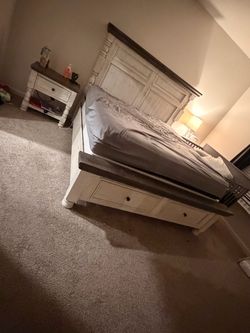 King bed frame and 2 nightstands