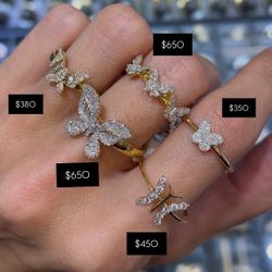 Natural Diamonds Butterfly Ring 
