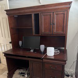 2 Piece Dark Brown Wood Desk O