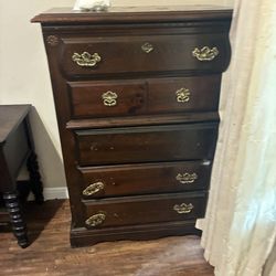 Heavy solid wooden chest dresser