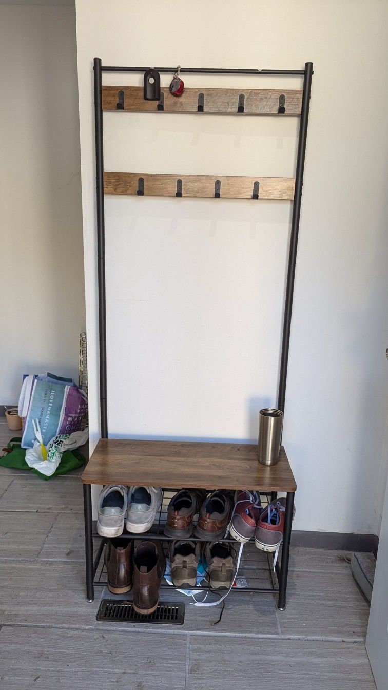 Coat And Shoe Rack For Entryway Or Mudroom