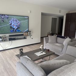 RoomsToGo Loveseat and large chair set + center/coffee table addition