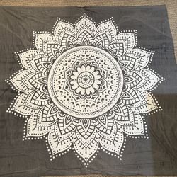 Mandala henna tapestry Gray/ white LARGE 100% Cotton