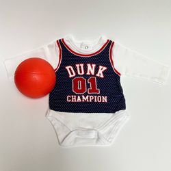 Bon Bébé “Dunk Champion” Onesie (0-3mos) and Mini Basketball
