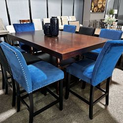 AP🎉 Perfect, 9 Piece - Counter Height Dining Table & 8 Chairs// Financing & Delivery Available 